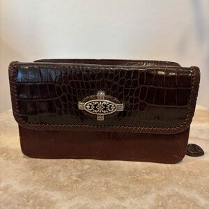Brighton croc embossed whipstitch leather wallet